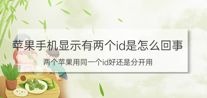 苹果手机显示有两个id是怎么回事 两个苹果用同一个id好还是分开用？